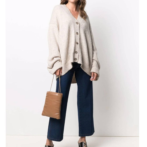 Nanushka Sweaters - Nanushka Taupe Beige Alpaca Harsha Oversized Cardigan Sweater Size M